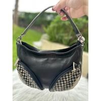 ราคา กระเป๋าสะพายทรงพอช ขึ้นไหล่ หนังแท้ แต่งสาน มือสอง (28691065229)