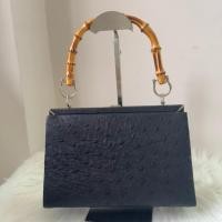 ราคา กระเป๋าถือ หนังนกกระจอกเทศสีดำ หูแบมบู (55050142560)