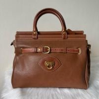 ราคา กระเป๋าถือ หนังแท้สีน้ำตาล ดีไซน์วินเทจ (49551989439)