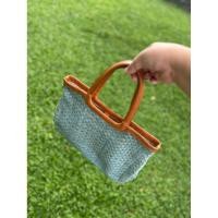 ราคา กระเป๋าสะพายหนังสานสีฟ้า แต่งหนังสีส้ม (25897436727)