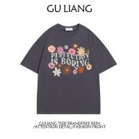 ราคา ดอกไม้ เสื้อยืดแขนสั้นพิมพ์ลาย เสื้อยืดแขนสั้นสำหรับผู้ชายและผู้หญิง เสื้อยืดแขนสั้นสไตล์อเมริกัน (29174848933)