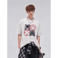 ราคา สไตล์อเมริกันแขนสั้นเสื้อยืดผู้ชายแฟชั่นหลวมพิมพ์เสื้อลำลองแขนครึ่งด้านบน (26324809009)