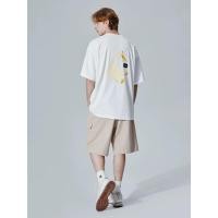 ราคา Nice ผ้าฝ้ายแท้บล็อกสีเป็ดขาว พิมพ์ลายเสื้อยืดแขนสั้นผู้ชายอินเทรนด์แบรนด์คู่สวมใส่ (27813729056)