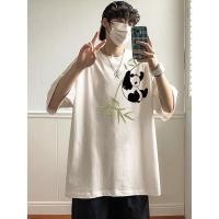 ราคา เสื้อยืดแขนสั้นพิมพ์หมีแพนด้า เสื้อยืดแขนสั้นสำหรับผู้ชายและผู้หญิง เสื้อยืดแขนสั้นแฟชั่นผ้าฝ้ายอเมริกัน (24640194455)