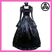 ราคา Gothic Lolita Long Sleeve Dress with Petticoat for Stage Performances and Cosplay Black (24986878502)