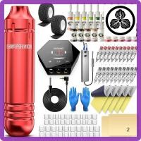 ราคา Wormhole Tattoo Kit Tattoo Gun Kit Tattoo Machine Kit for Beginners Tattoo Gun 20 Colors Ink Power Supply Tattoo Pen Kit Red (28487079726)