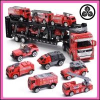 ราคา Supervised by Preschool Teacher Fire Truck Toy Trailer Car Toy Car Carrier Perfect for Car Loving Kids Comes with 6 Mini Cars (41861893990)