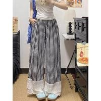 ราคา ลูกไม้ตรวจสอบกางเกงขากว้างผู้หญิง 2025 ฤดูร้อนบางหลวมขนาดใหญ่กางเกงผู้หญิง แฟชั่นรุ่นเอวสูง (28582093529)