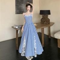 ราคา แฟชั่นชุดเดรสแขนกุดลายสก๊อตสีฟ้า 2025 ฤดูร้อนสไตล์ใหม่กระโปรงยาว สลิง ชุด แฟชั่นจับคู่ ขนาดใหญ่ (26980249056)