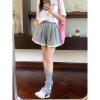 ราคา ฤดูร้อนสไตล์เกาหลีสีเทาหลวมกางเกงขาสั้น ลูกไม้ลูกไม้ประกบกางเกงลำลอง แสดงผอมสูงกางเกงขาสั้นกีฬาเอวสูง (25129688412)