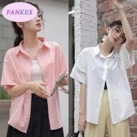 ราคา เสื้อเชิ้ตแขนสั้นคอปกสีชมพู เสื้อนักเรียนบางฤดูร้อน แฟชั่นผู้หญิงเรียบง่าย (25186745706)