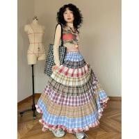 ราคา ฤดูร้อนแฟชั่นเอวยางยืดกระโปรงครึ่งตัว ร้อยผูกกระโปรงหลวม สดตัดอายุลายสก๊อตกระโปรงยาวลูกตุ้มขนาดใหญ่ (27901621753)