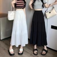 ราคา ใหม่สีดำเอวสูงจีบกระโปรงครึ่งตัว ฤดูร้อนปกปิดกระโปรงยาวกลาง แฟชั่นชุดเรียบง่าย เฉพาะกลุ่ม A กระโปรงยาว (24732879133)