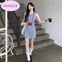 ราคา ชุดลายสก๊อตสีฟ้าและสีขาวฝรั่งเศส ชุดเดรสลูกไม้ใหม่สำหรับผู้หญิง กระโปรงสั้นแขนกุดฤดูร้อน (25234182105)