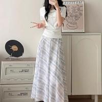 ราคา กระโปรงลายสก๊อตสำหรับผู้หญิงปี 2025 สไตล์เกาหลีย้อนยุค เอวสูง Slender A Line ทำจากผ้าชีฟอง (42276497662)