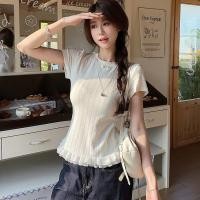 ราคา 2025 ฤดูร้อนสไตล์ใหม่ลําลองรอบคอแขนสั้นเสื้อยืดผู้หญิง แฟชั่นลูกไม้บางตัดเสื้อยืด เกาหลีเสื้อผ้าสตรี (42800419058)
