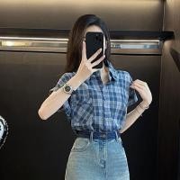 ราคา เสื้อคอปกโปโลลายสก๊อตสีฟ้าแบบคลาสสิก แฟชั่นเสื้อล่าสุดสำหรับผู้หญิงสไตล์เกาหลี (24396701109)