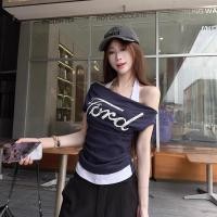 ราคา เสื้อยืดแขนสั้นพิมพ์ลายตัวอักษรเซ็กซี่ผู้หญิง 2025 ฤดูร้อนสไตล์ใหม่เสื้อยืดสั้น เสื้อผ้าผู้หญิงเกาหลี (40507552189)