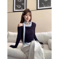 ราคา เสื้อแขนยาวสไตล์เกาหลีสำหรับผู้หญิง ไหล่เฉียง ทรงลำลอง เหมาะสำหรับฤดูใบไม้ร่วง (54801142315)