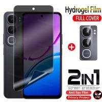 ราคา สําหรับVivoY21d 2 in 1 Anti spy Hydrogelฟิล์มสําหรับVivo Y21 d Y21d Y 21d VivoY21dความเป็นส่วนตัวป้องกันหน้าจอAnti Peepฟิล์มด้านหน้านุ่มกลับกล้องเลนส์ฟิล์ม (40621409125)