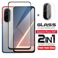 ราคา สําหรับ PocoM7 4G 2 ใน 1 ป้องกันหน้าจอกระจกนิรภัยฟิล์มสําหรับ Poco M7 plus pro M7plus M 7 PocoM7 plus PocoM7plus PocoM7pro 2025 กล้องกลับเลนส์ป้องกันคลุมทั้งหมดฟิล์มด้านหน้า (43514248882)