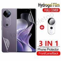 ราคา 3 in 1 Hydrogel สําหรับ Vivo V40 pro Lite V40pro V40Lite V 40 VivoV40 pro VivoV40pro VivoV40Lite V2348 ด้านหน้ากลับนุ่มป้องกันหน้าจอกล้องกลับเลนส์ป้องกันฟิล์ม (26657210766)