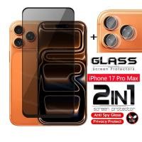 ราคา 2 in 1 Anti spy กระจกนิรภัยป้องกันฟิล์มสําหรับ iphone 17 Pro Max 1 7 iphone17promax iphoneAir คลุมทั้งหมดหน้าจอความเป็นส่วนตัวฟิล์มด้านหน้ากระจกด้านหลังกล้องเลนส์ฟิล์ม (42420657609)