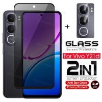 ราคา 2 in 1 Anti spy กระจกนิรภัยป้องกันฟิล์มสําหรับ Vivo Y21 d Y21d Y 21d VivoY21d คลุมทั้งหมดหน้าจอความเป็นส่วนตัวฟิล์มด้านหน้าป้องกันหน้าจอกระจกกลับกล้องเลนส์ฟิล์ม (26842185248)