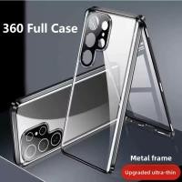ราคา 360 เต็มรูปแบบสําหรับ Samsung Galaxy S25 Ultra S24 23 22 21 25 Plus 5G กรณีสองด้านการดูดซับแม่เหล็กโลหะ Tempering ฝาครอบแก้ว (42718636997)