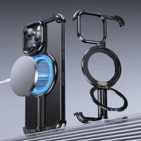 ราคา ขาตั้งแม่เหล็กกันชนโทรศัพท์สําหรับ Iphone 13 12 14 15 16 Pro Max Plus ที่วางโลหะหรูหราเคสโทรศัพท์ Magsafe สําหรับ IPHON 13 14 15 Promax (26569127936)