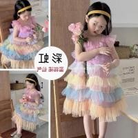ราคา สาวแต่งตัว2023ขนาดเล็กบินแขนผ้ากอซนุ่มชุดเค้กสายรุ้งเด็กหวานสไตล์ตะวันตกชุดเจ้าหญิง11 5 (49450875109)
