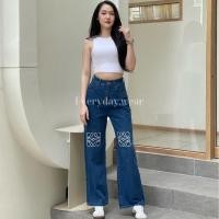 ราคา Everyday wear l L กางเกงยีนส์ขากระบอกผู้หญิง กางเกงยีนส์เดนิม กางเกงยีนส์แฟชั่นผู้หญิง งานปักเข่า สวมใส่สบาย (27920852441)