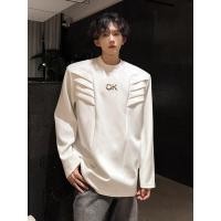 ราคา เสื้อเชิ๊ตแขนยาวผู้ชาย สไตล์สตรีทแวร์ คอกลม สีขาว พร้อมความเรียบหรู (54051790431)