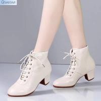 ราคา Qsuccua รองเท้าบูทสั้น ส้นหนา ทรงสี่เหลี่ยม เหมาะกับใส่เต้นรํากะลาสี สําหรับผู้ใหญ่ (23645325505)