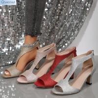 ราคา Qsuccua ผู้ใหญ่สุภาพสตรีแฟชั่น PU ยางด้านบนแต่เพียงผู้เดียวด้านหลังซิปรองเท้าส้นสูง (28772373331)