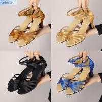 ราคา รองเท้าเต้นรําละติน ส้นเตี้ย ผ้าซาติน สําหรับผู้หญิง (22847450266)