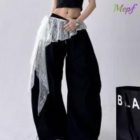 ราคา กระโปรงมินิลาย lace up ruffles สไตล์ Y2K Streetwear และ Harajuku ดีไซน์ไม่สมมาตร (49201426690)