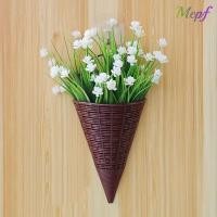 ราคา เมปฟ์ ตะกร้าแขวนดอกไม้ ตกแต่งบ้านภาชนะจัดดอกไม้ที่ทนทาน พลาสติกรูปแบบรูปพัดลมศิลปะหวายแขวนผนัง (56001709938)
