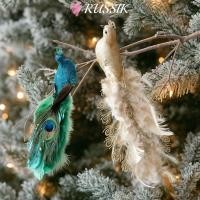 ราคา RUSSIK คริสต์มาสนกยูงตกแต่ง ที่สมจริง Feathers โฟมจําลองนกยูง การ์ตูน Shimmering DIY หัตถกรรมตุ๊กตานกยูงของเล่น 2025 Navidad Decor (52451589927)