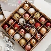 ราคา RUZSIK 25PCS Christmas Ball ชุด 4 ซม แก้วต้นคริสต์มาสลูก แฟชั่น Suspensable สีชมพูสีแดงทอง Xmas เครื่องประดับ Ball Home (44651610788)