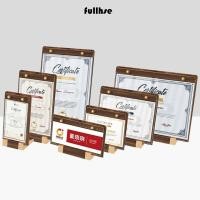 ราคา FULLHSE ขาตั้งจอแสดงผลเดสก์ท็อป สีน้ําตาลFauxไม้เมนูผู้ถือแนวตั้ง ที่มีประโยชน์A4 A5 A6 แผงโปร่งใสฐานเสถียรตารางการ์ดการตั้งค่าตารางคาเฟ่ (57351752348)