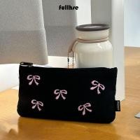 ราคา กระเป๋าเครื่องเขียน FULLHSE Bowknot Lovely Print กระเป๋าปักน่ารัก กระเป๋าเครื่องสําอางทรงสี่เหลี่ยมผ้าใบตลก (51850884597)