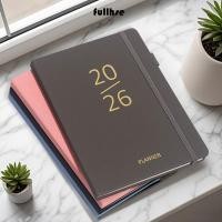 ราคา FULLHSE 2026 Planner พร้อมปฏิทิน PU Leather Agenda Book แบบพกพา A5 สีทึบ DIY Appointment Book อุปกรณ์การเรียน (51801847583)