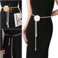 ราคา เข็มขัดมุกสำหรับผู้หญิง พร้อมชุดตกแต่งดอกไม้และโซ่มุก สไตล์สง่า (57250247706)