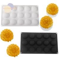 ราคา MOSSMA แม่พิมพ์ช็อคโกแลตซิลิโคนเกรดอาหาร 15 เซลล์แม่พิมพ์เค้กอบเนื้อแตกคุณภาพสูงครึ่งวงกลม DIY พุดดิ้ง Mould เครื่องมือห้องครัว (54101849922)