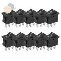 ราคา MOSSMA 10 ชิ้นเรือ Rocker Switch 3 ขา 3 ตําแหน่ง KCD1 Mini Rocker Switch อุปกรณ์อุตสาหกรรมสแควร์สีดํา SPST Snap in Toggle ON ON รถ (53801960392)