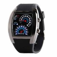 ราคา นาฬิกา LED Aviation Mens Square Fan Shaped Dashboard LED Watch (40075469968)