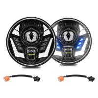 ราคา 7 นิ้ว LED ไฟหน้ากันน้ำรอบไฟหน้า High Beam DRL เลี้ยวสัญญาณสำหรับรถจี๊ป Chevy Ford Land Rover hummer Mazda 1 คู่ (56901177476)