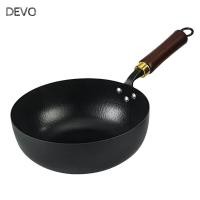 ราคา DEVO กระทะผัด หม้อชาแบบไม่ติดไม่เคลือบ เครื่องครัวที่ทนทานกระทะด้ามไม้แคมป์ปิ้ง (58050815315)