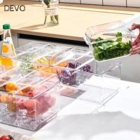 ราคา โง่ กล่องเย็นสด พลาสติกที่ถอดออกได้ตู้เย็นกล่องเก็บ ครัวเรือน4 5กริดโปร่งใสสองชั้นถาดเครื่องปรุงทํางาน (45501136292)